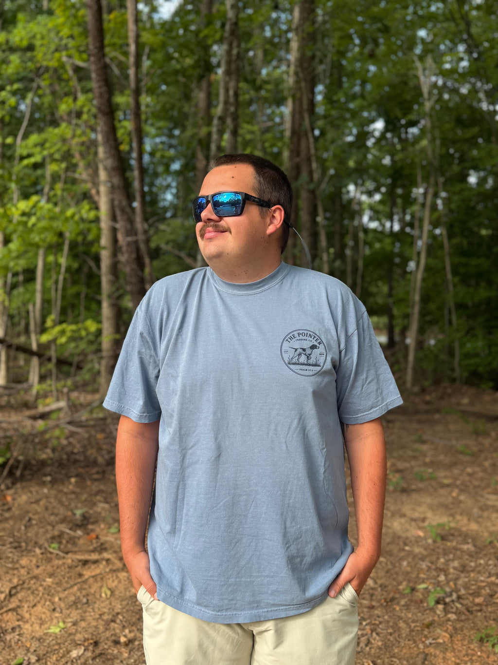 PREORDER | Faith • Family • Field Pointer Comfort Colors® Tee | Blue Jean