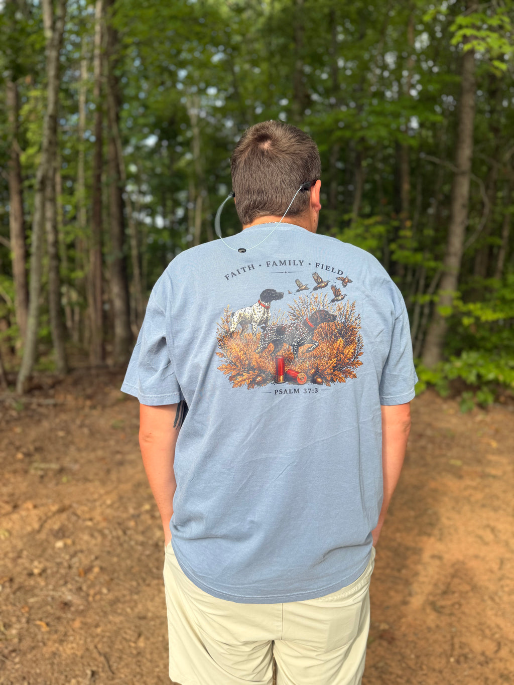 PREORDER | Faith • Family • Field Pointer Comfort Colors® Tee | Blue Jean