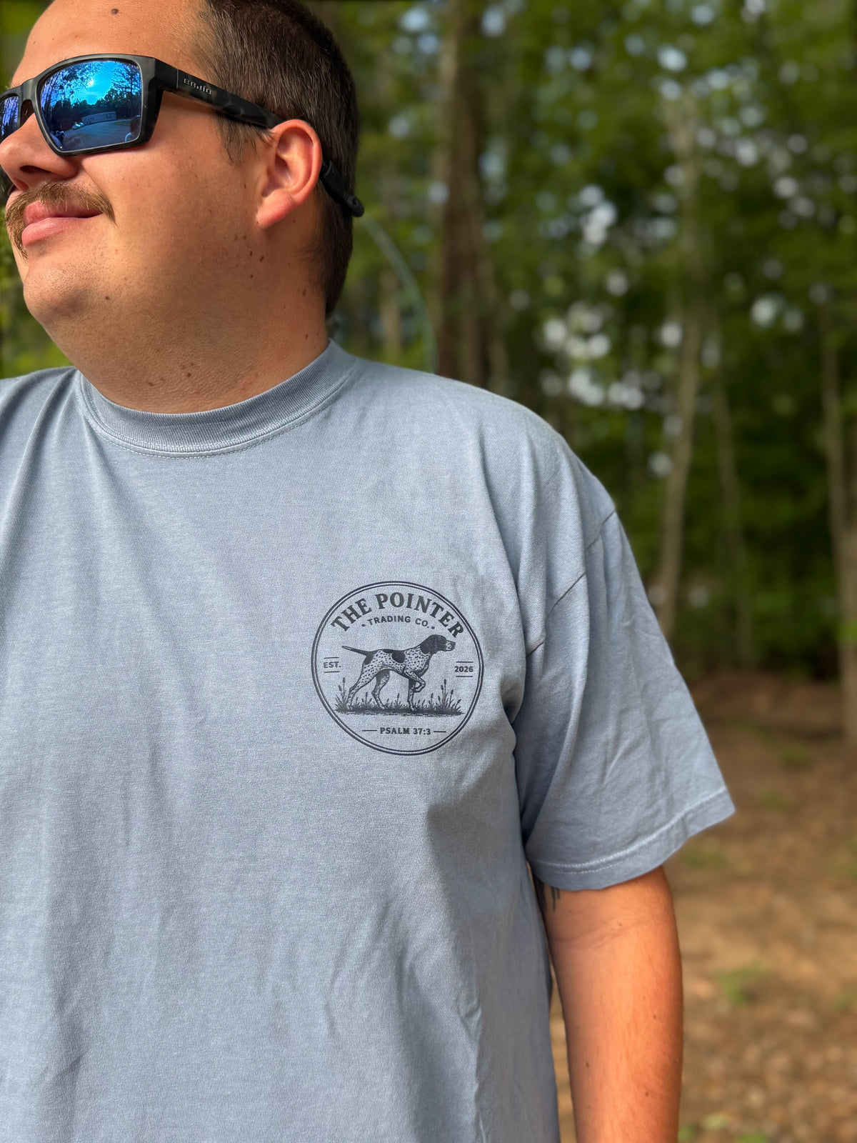 PREORDER | Faith • Family • Field Pointer Comfort Colors® Tee | Blue Jean