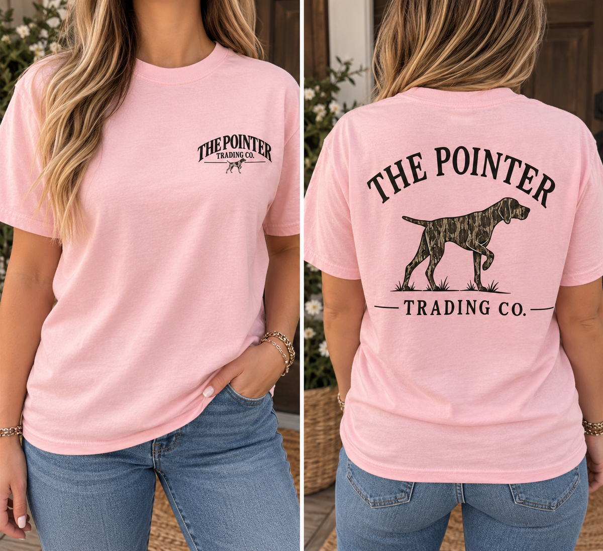 The Camo Pointer Gildan® Tee | Light Pink 🤎🐾
